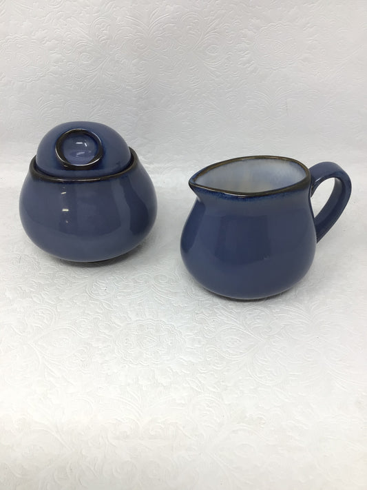 Vintage Eggplant Blue Sango Creamer and Sugar Set
