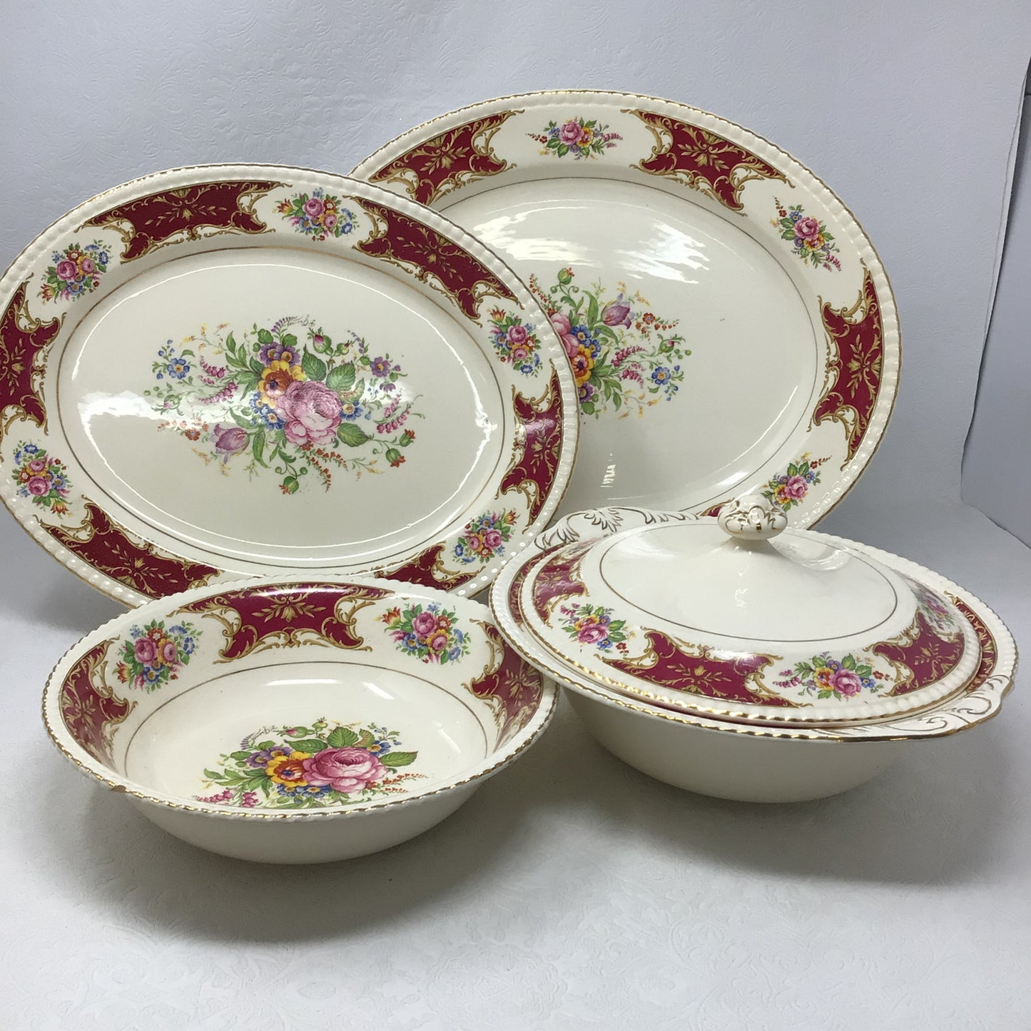 “Rosita” Dinnerware 18k Gold Rimmed 62 pc Set
