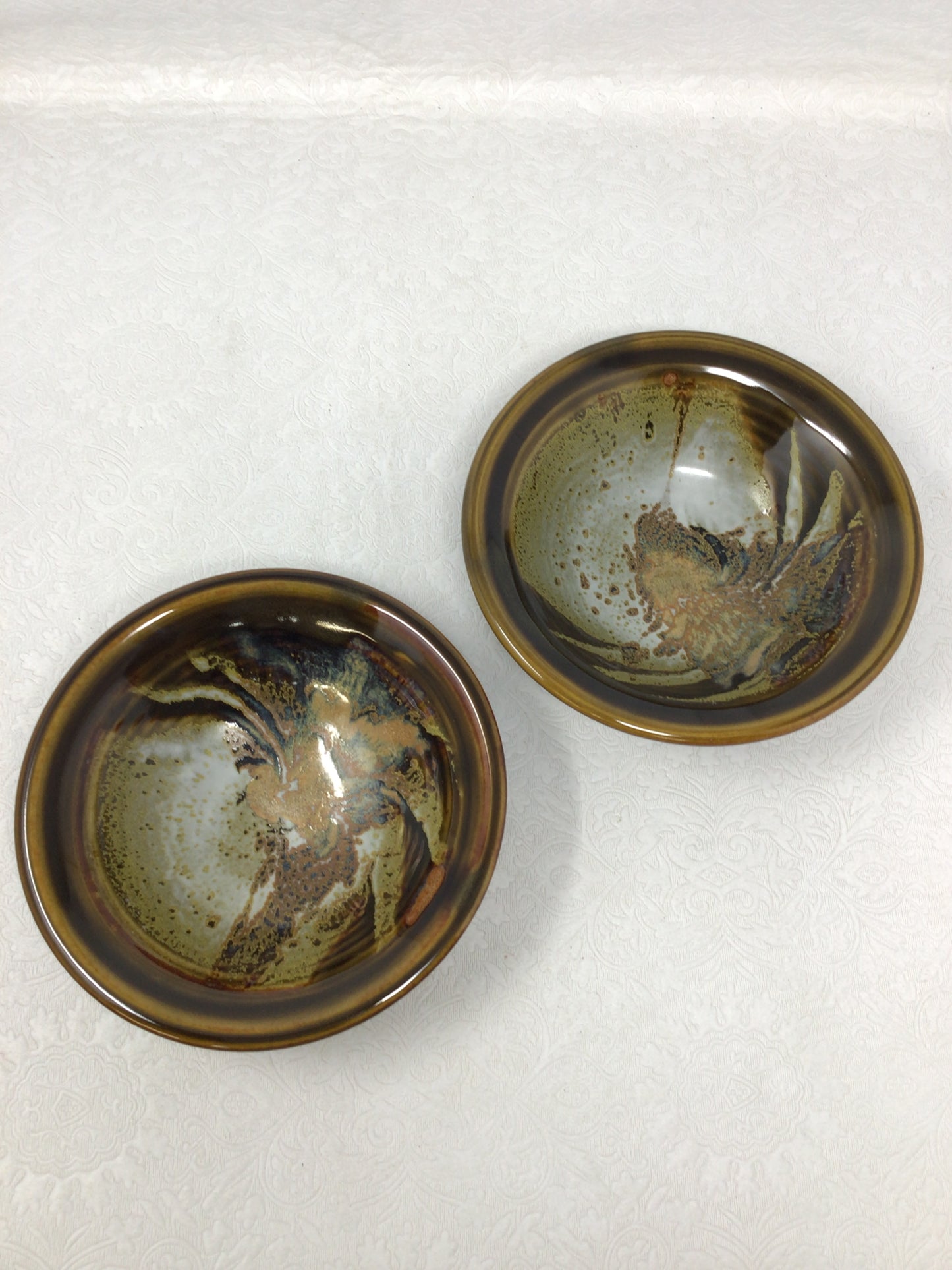 Pair of Wheel-Thrown Stoneware Bowls