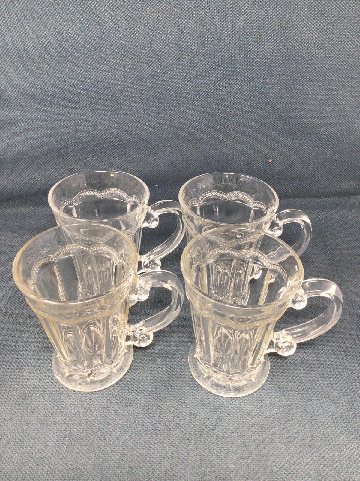 Set of 4 Vintage Chantilly Glass Mugs