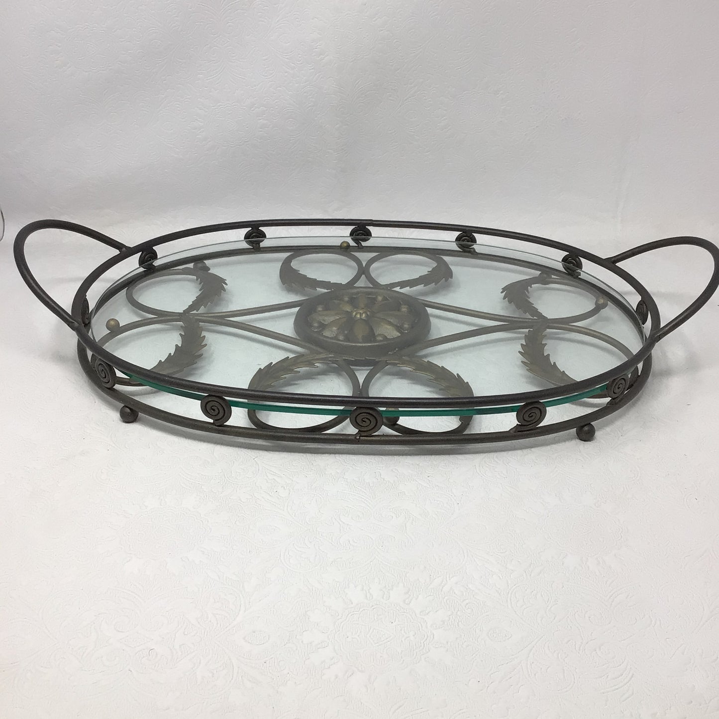 Iron and Glass Serving Tray
