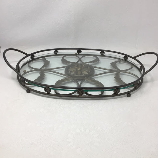 Iron and Glass Serving Tray