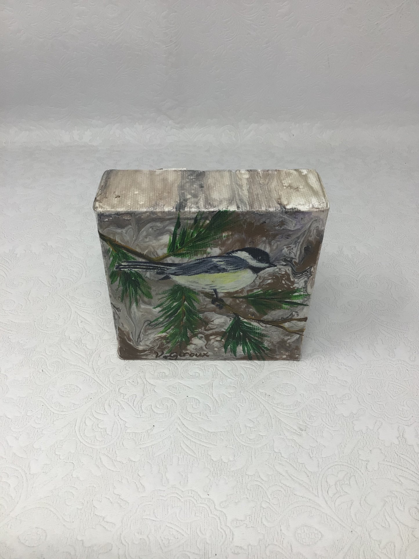 Mini Chick-a-Dee Hand Painting by V. Giroux