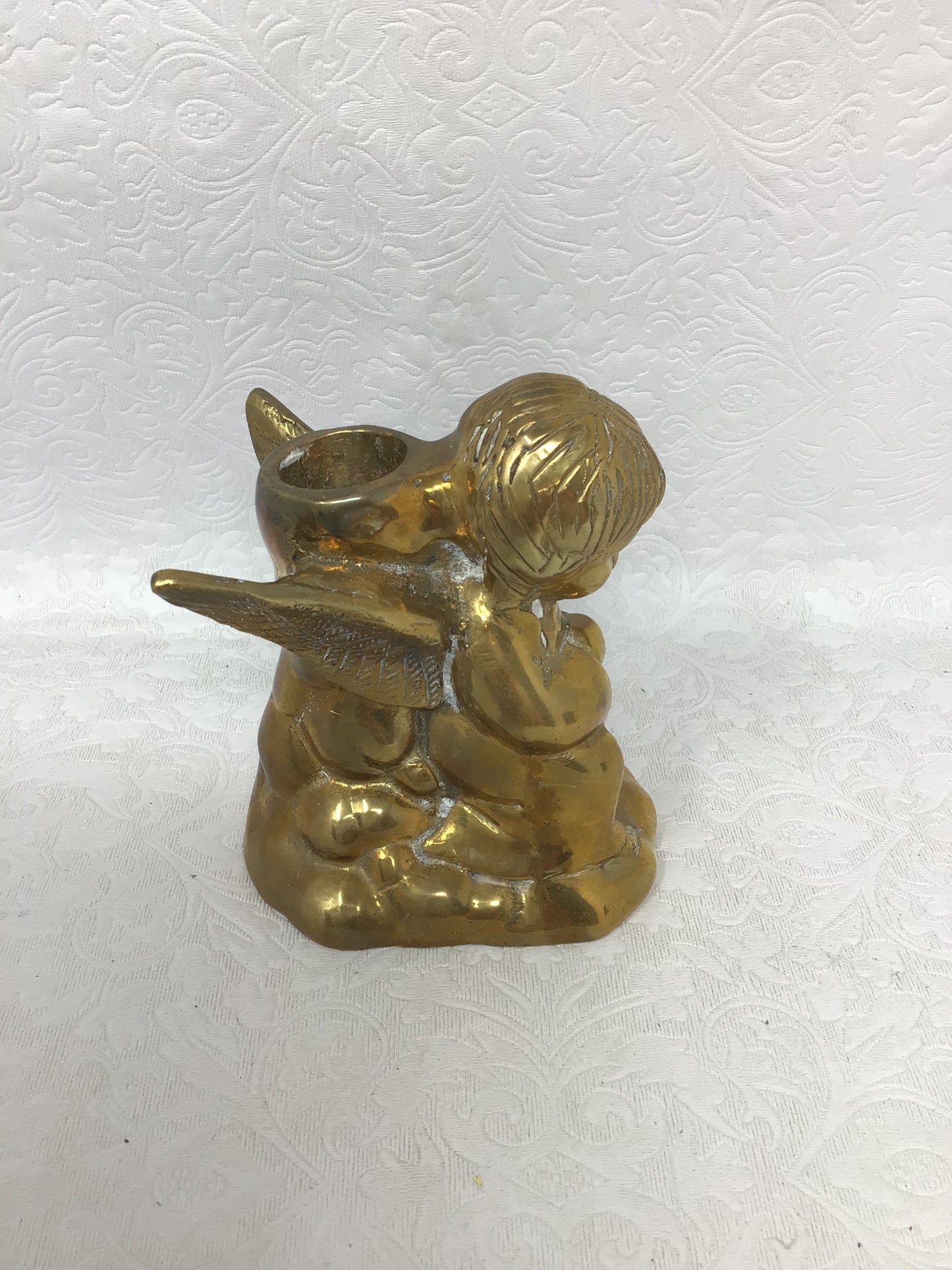 Set of 2 Brass Angel Taper Candle Holders