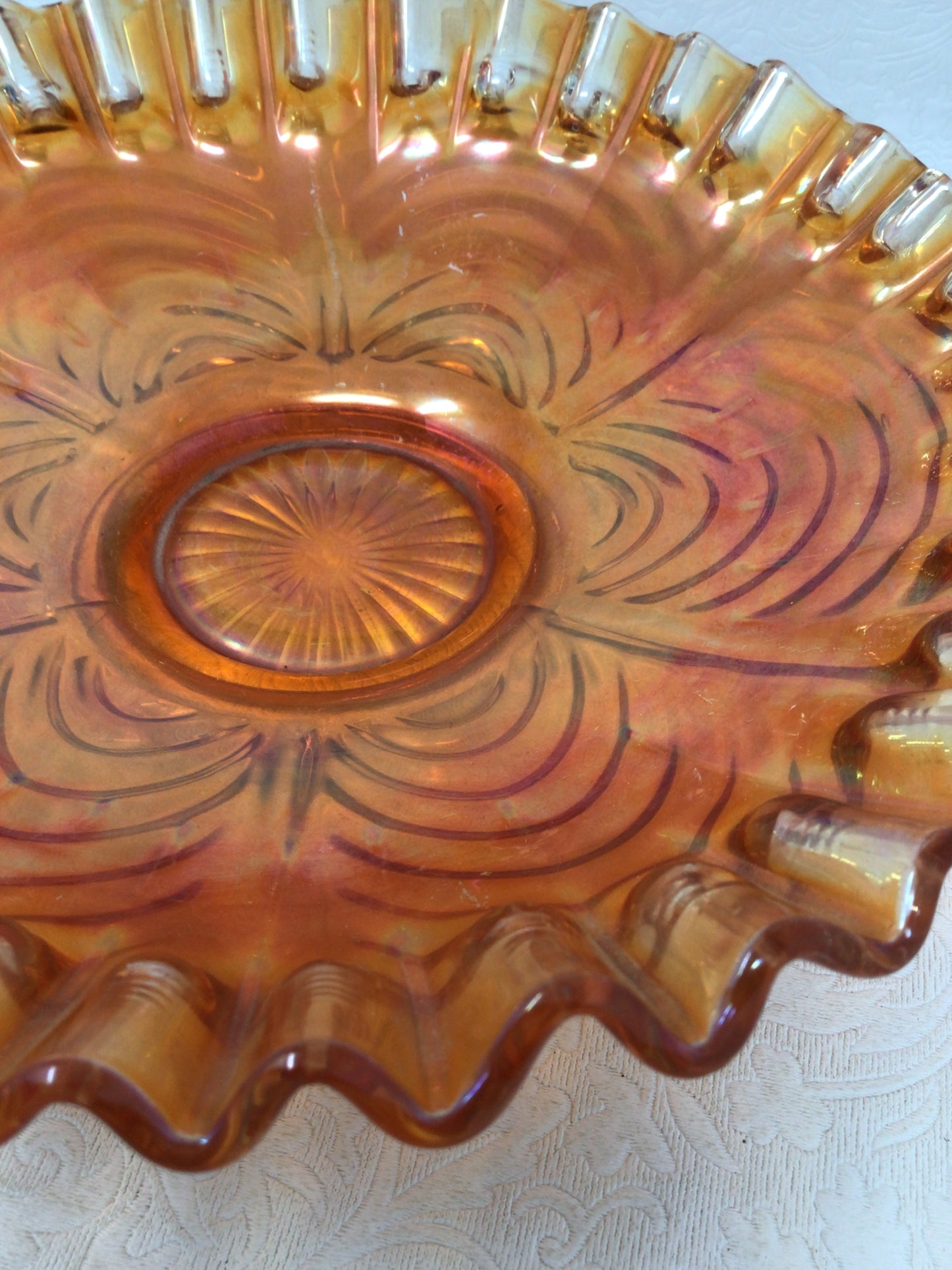 Antique Fenton Marigold Carnival Glass Bowl