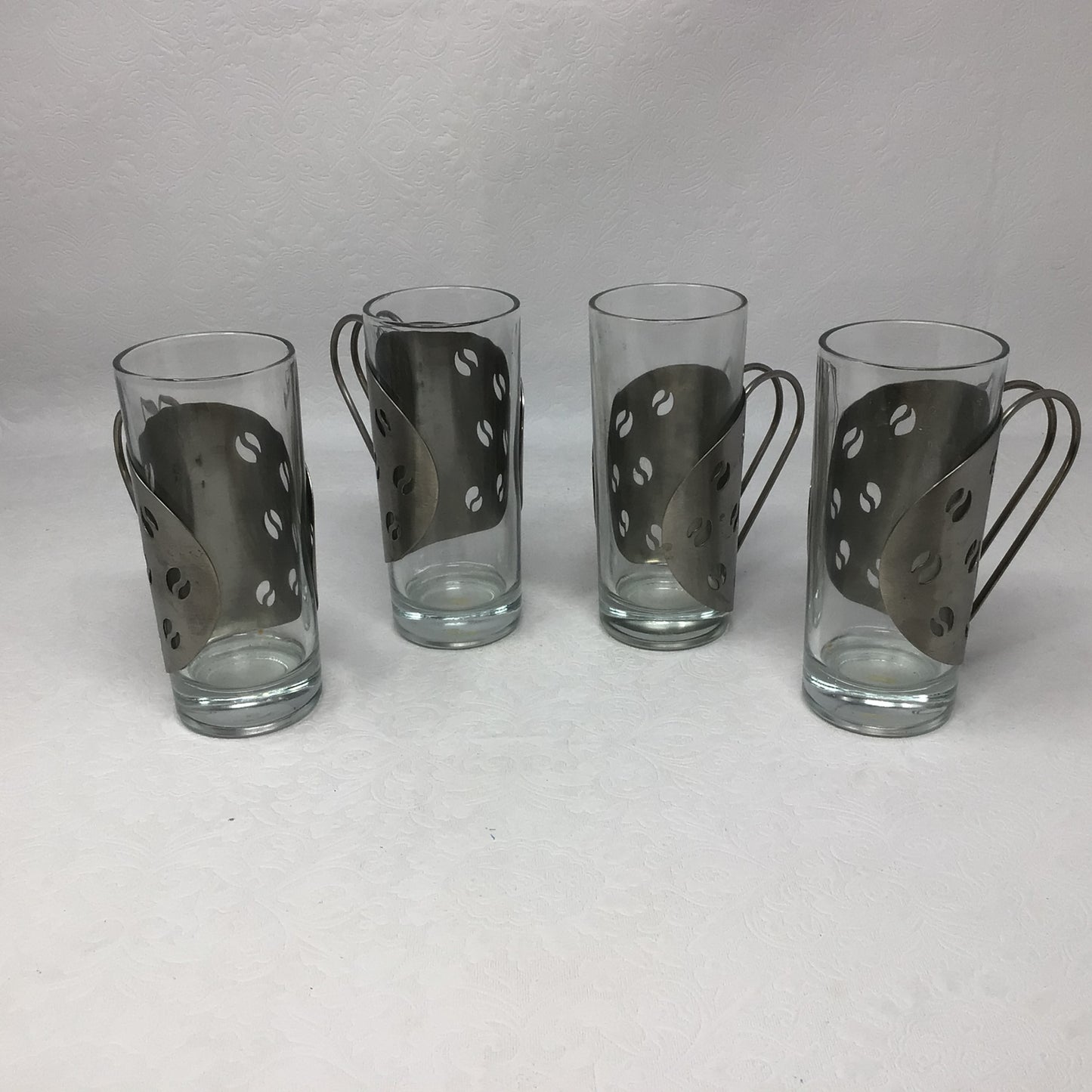 Set of 4 Glass & Metal Tea Glasses