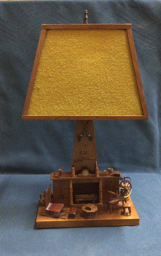 Fireplace Scene Wooden Lamp