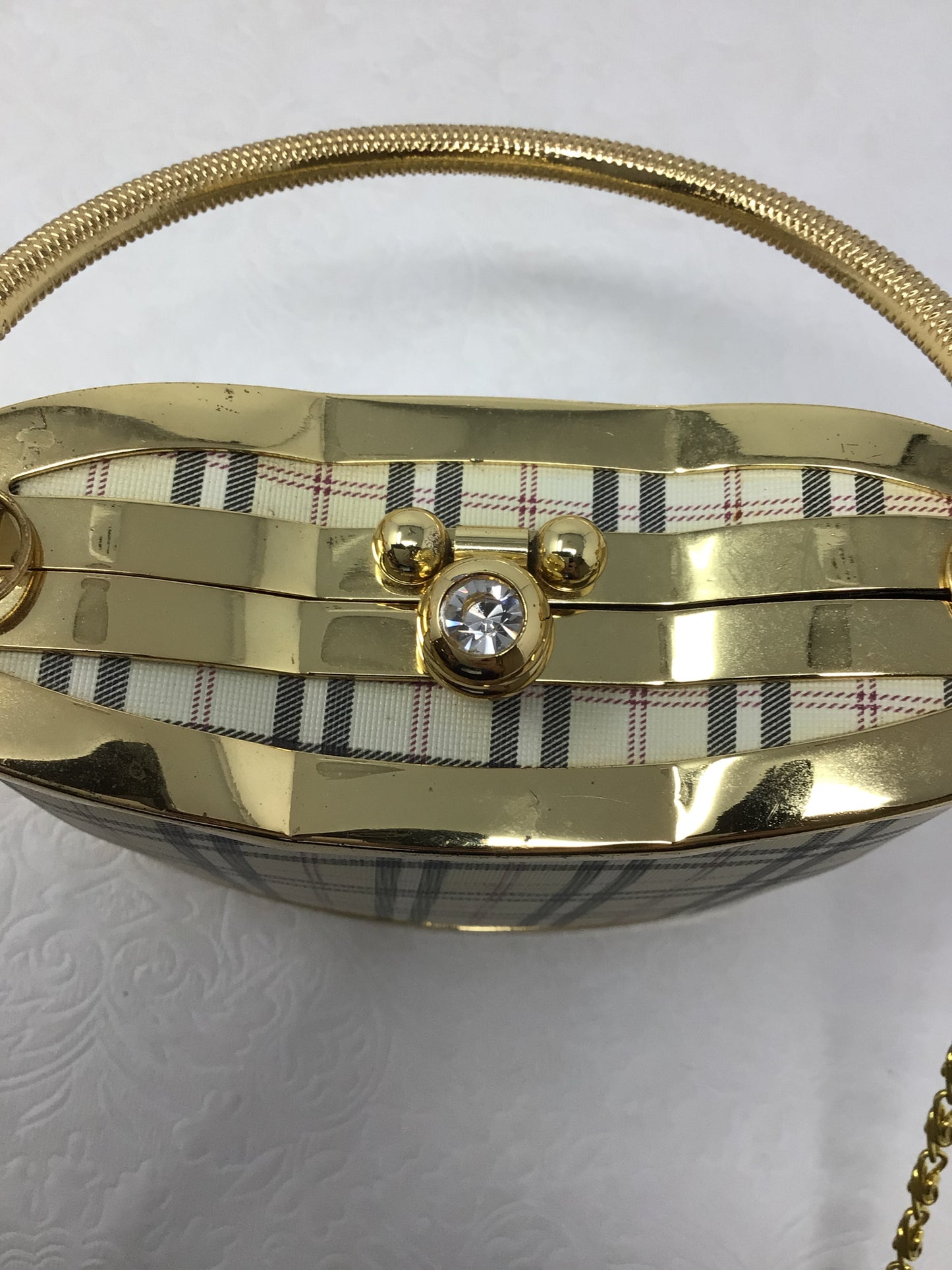 “Vecceli” Gold and Plaid Purse