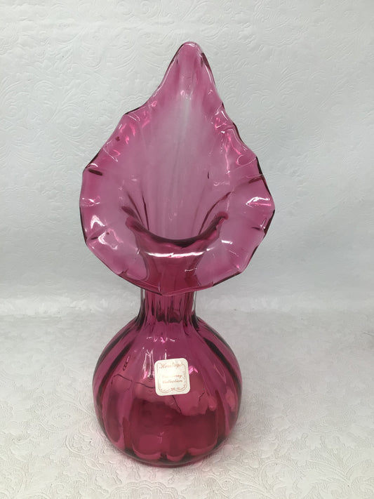 ‘Jack in the Pulpit’ Vintage Cranberry Glass Vase