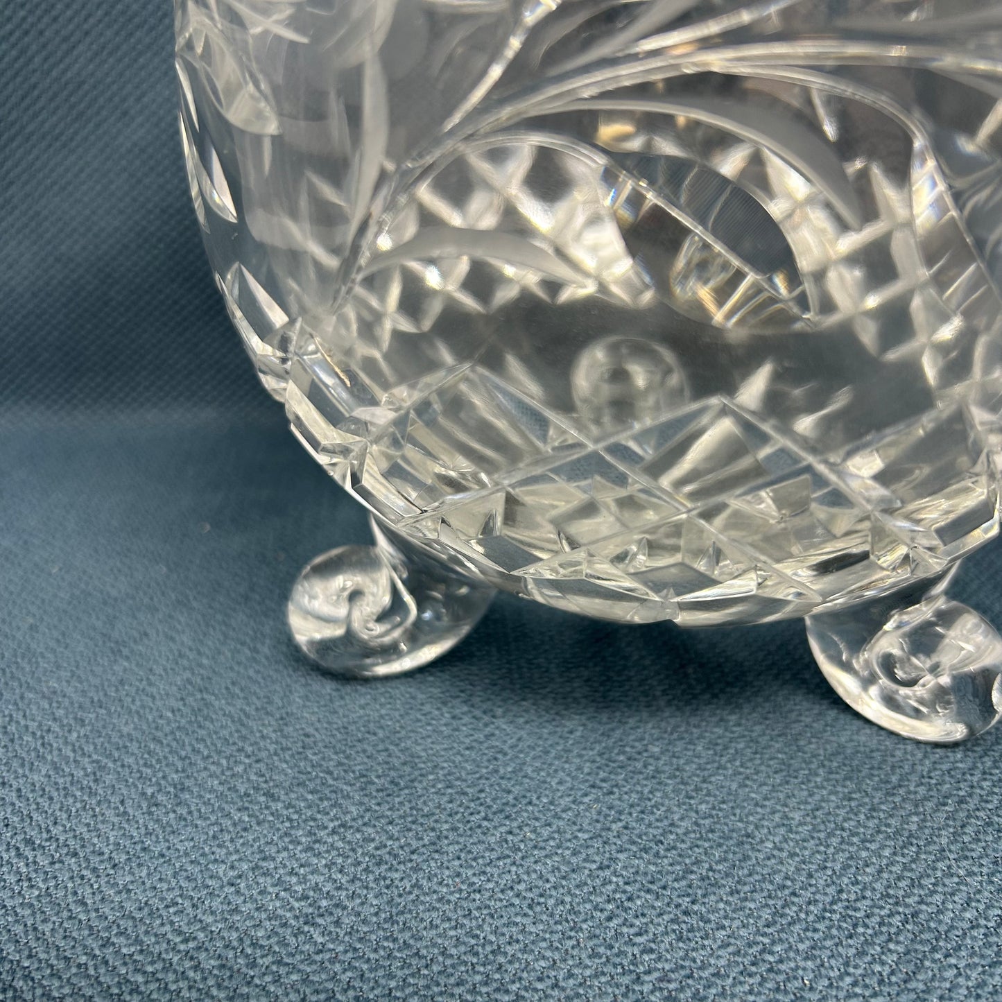 3 Footed Cut Glass Rose Bowl