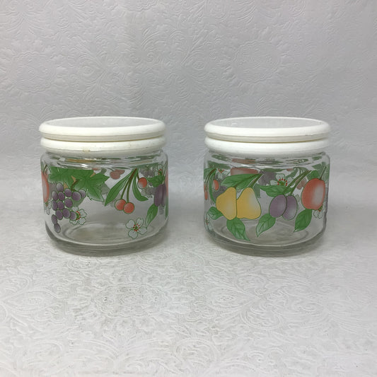 Vintage KIG Indonesia Fruit Pattern Glass Jars