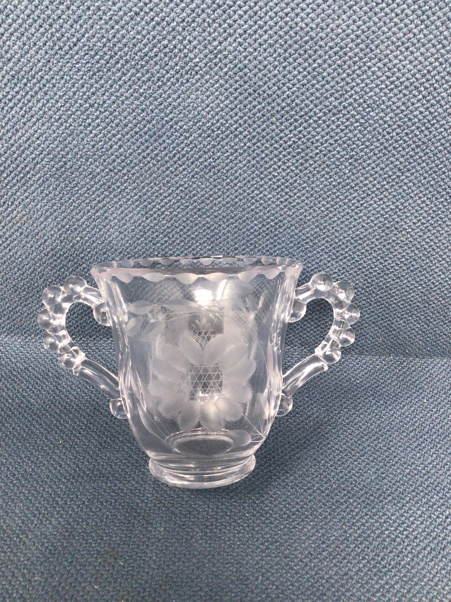 Vintage Imperial Glass Candlewick Jam Jar with Spoon and Sugar Bowl.