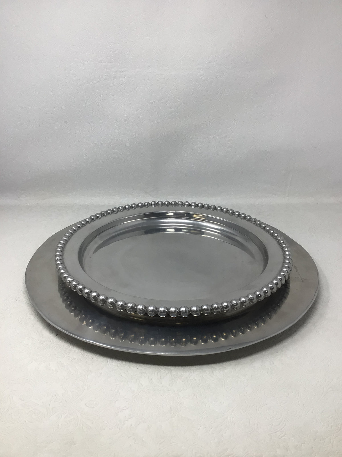 Pair of Silver-Coloured Metal Charger Plates