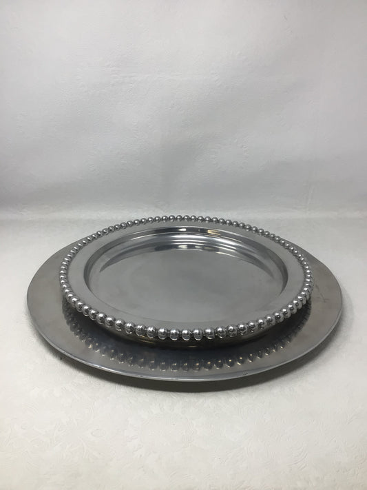 Pair of Silver-Coloured Metal Charger Plates