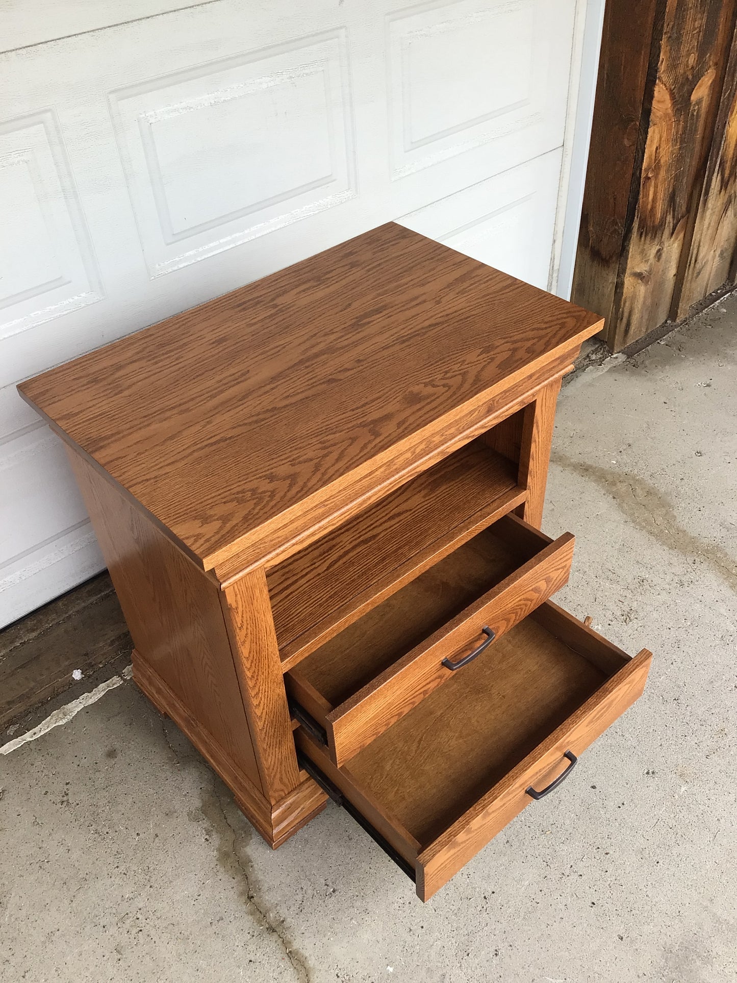 Open Shelf Oak Nightstand