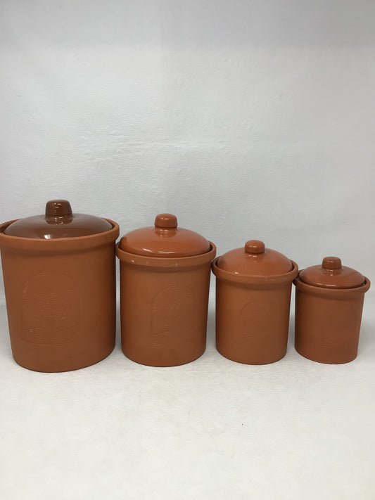 Terracotta Canisters, Set of 4