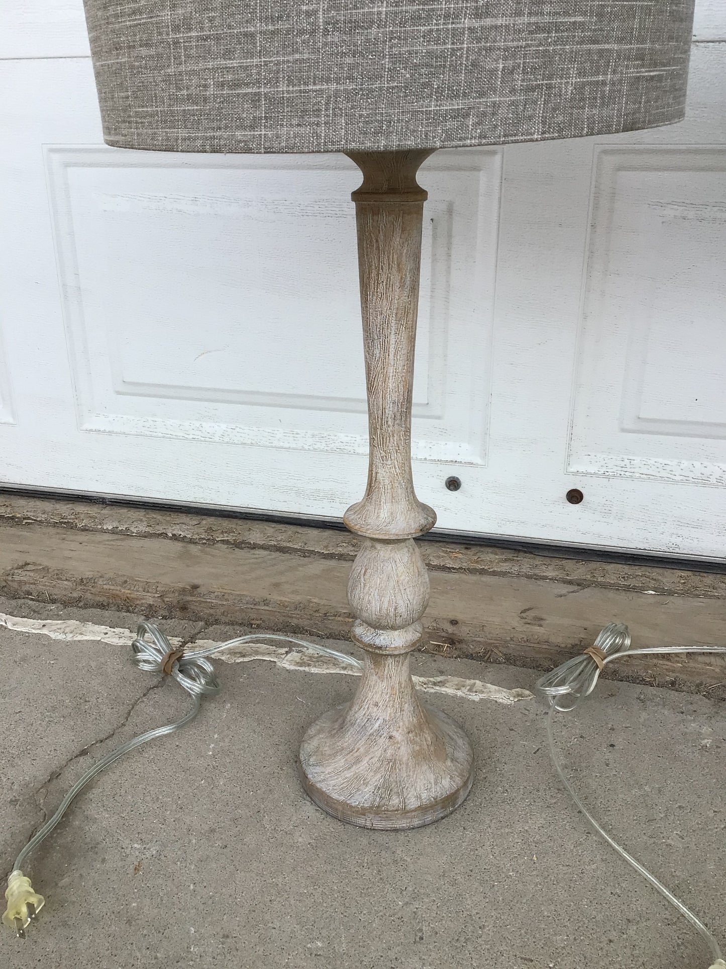 Wooden Lamp with Sparkly Shade