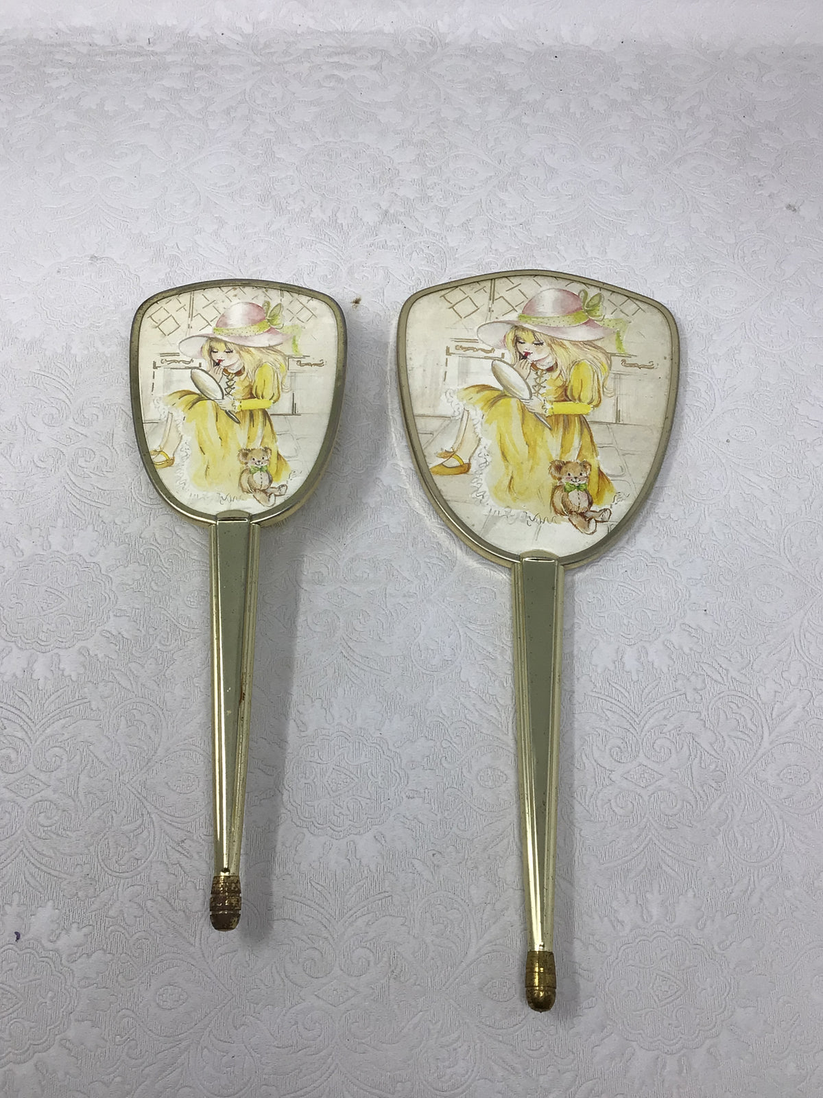 Vintage Vanity Set of Brush and Mirror