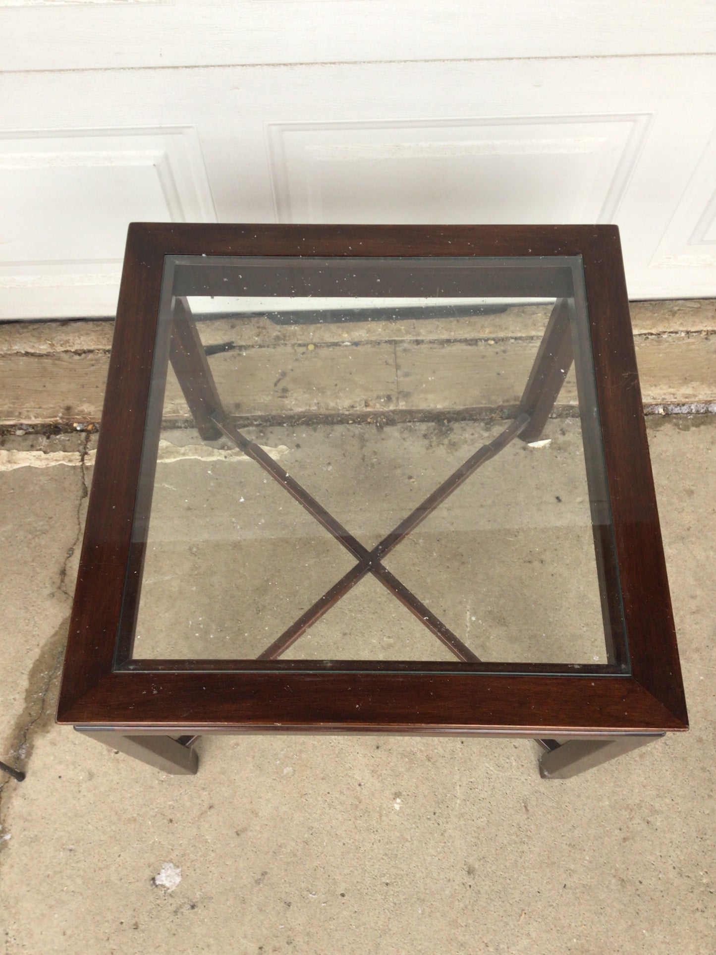 Dark Wood & Glass Square Coffee Table