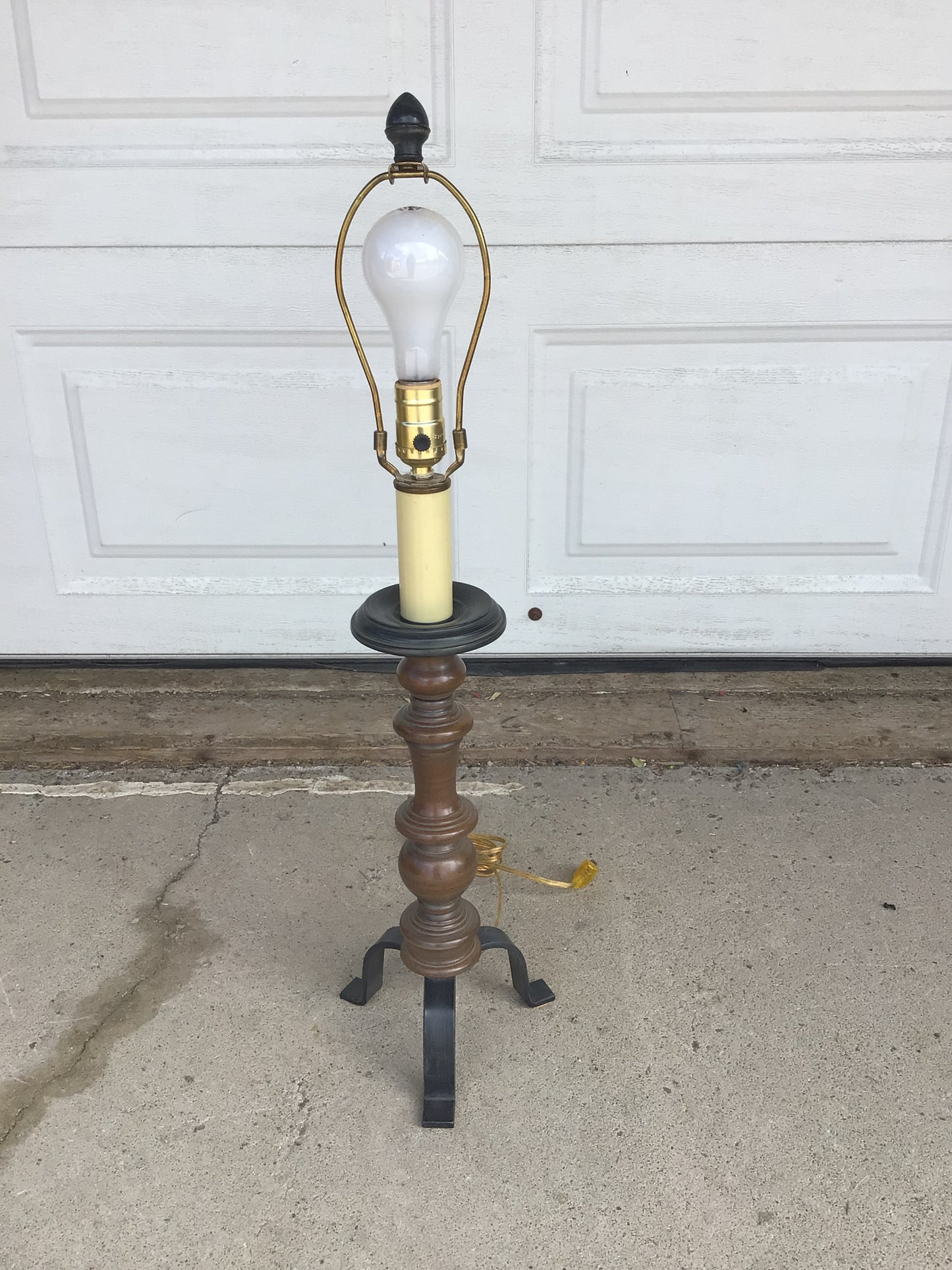 Vintage Turned-Wood Candlestick Table Lamp