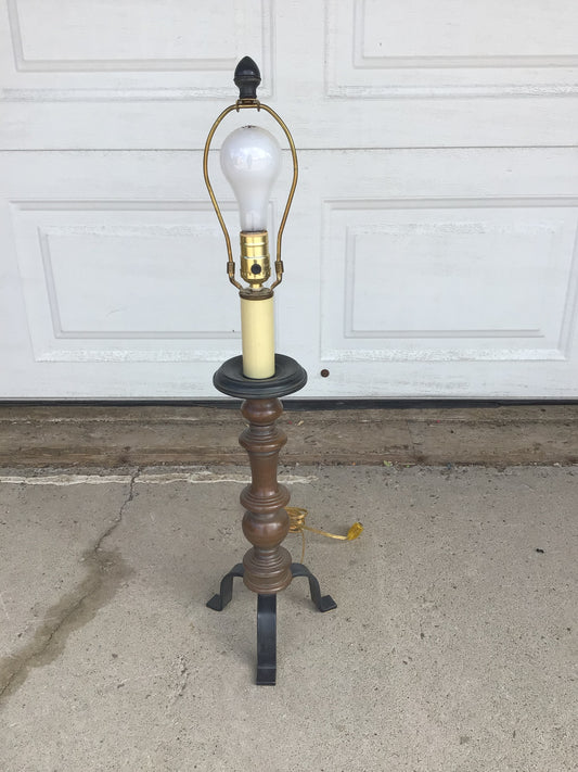 Vintage Turned-Wood Candlestick Table Lamp