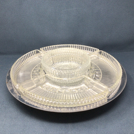 Vintage Cut Glass and Silver Plate Lazy Susan