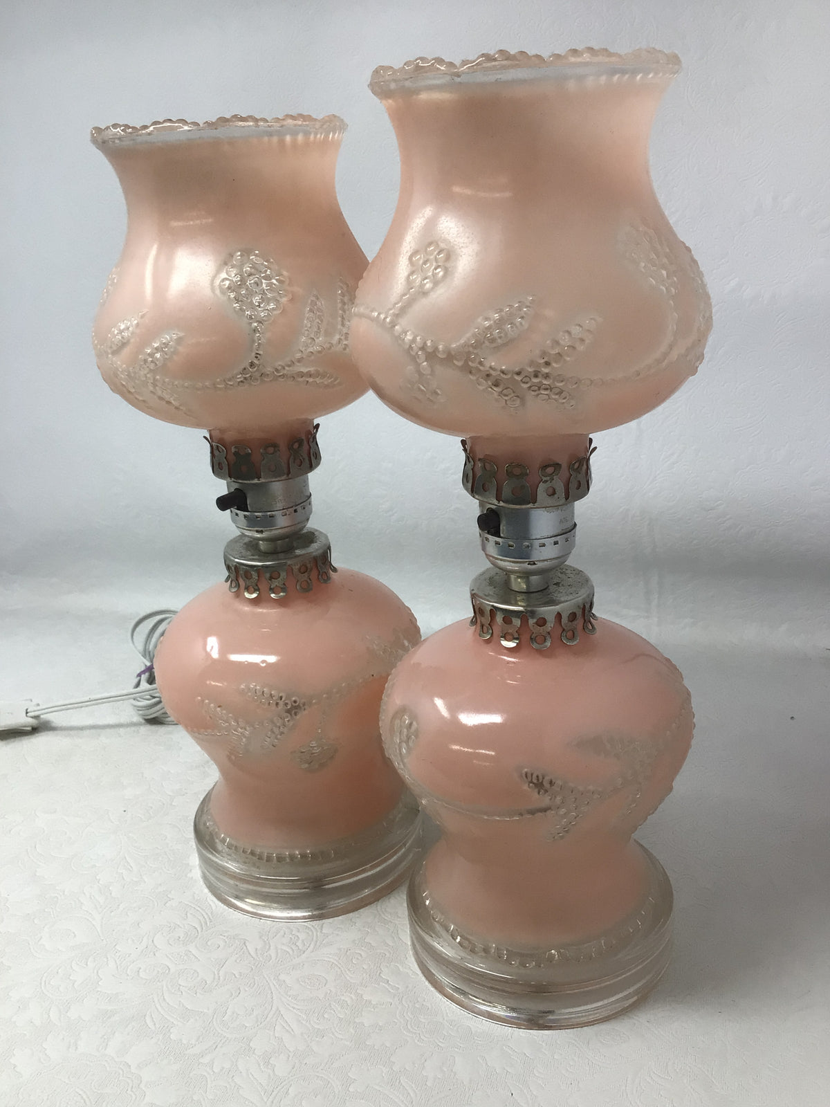 Pair of Art Deco Pink Boudoir Lamps