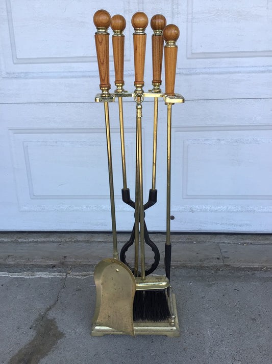 Vintage Brass Fireplace Tool Set