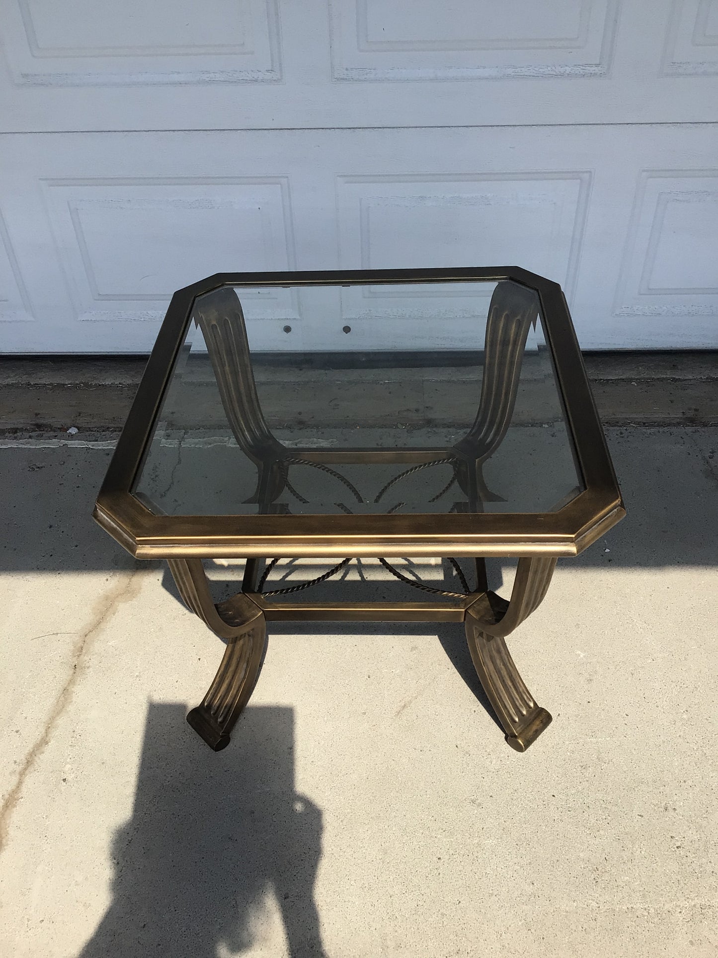 Glass Topped Side Table with Gold/Black Framed Base