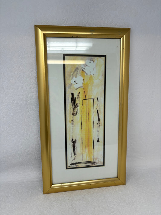 Abstract Flower Vase Print In Gold Frame