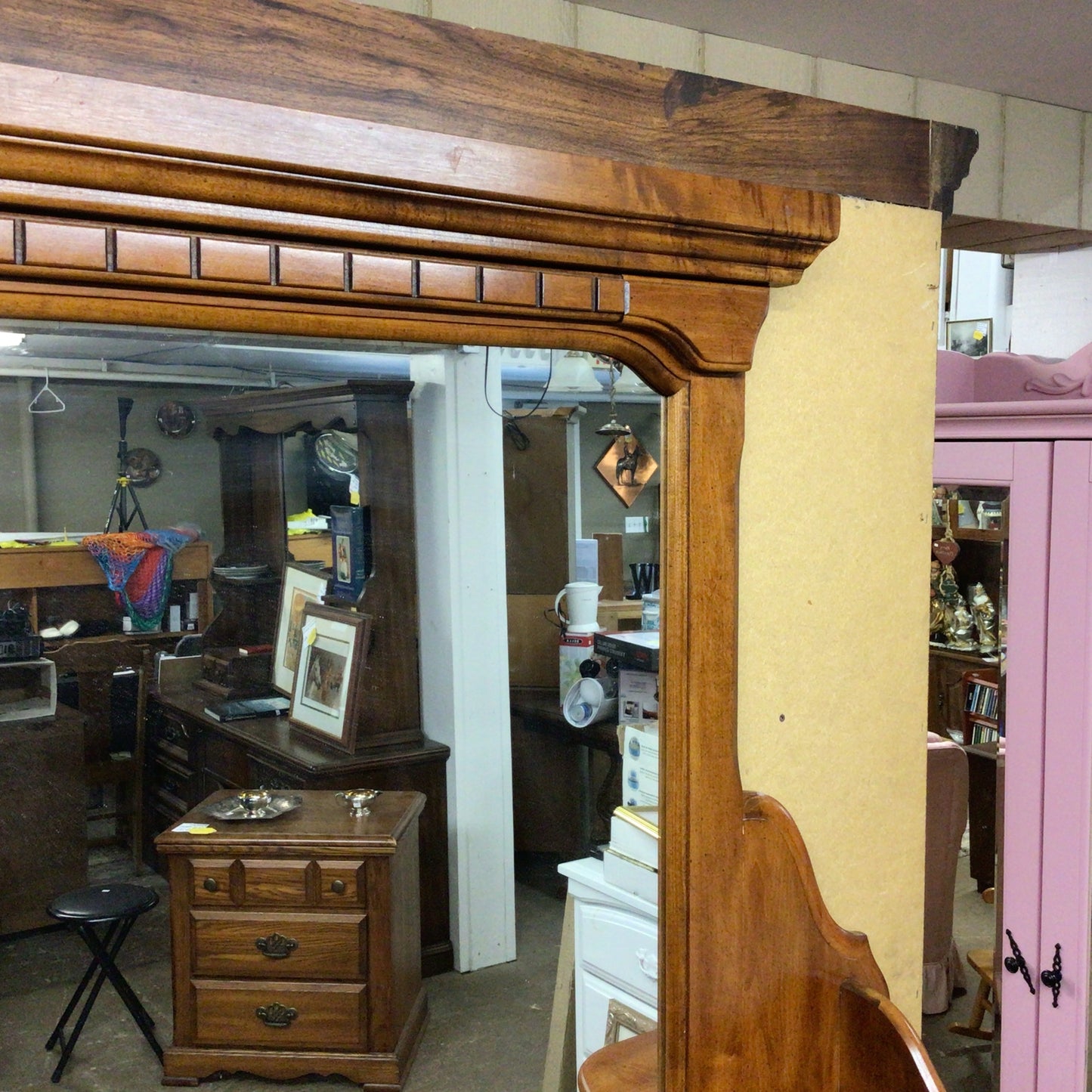 Wooden Horizontal Dresser with Mirror