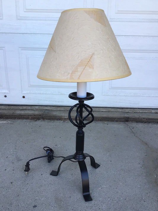 Wrought Iron Table Lamp with Leaf Embossed Shade