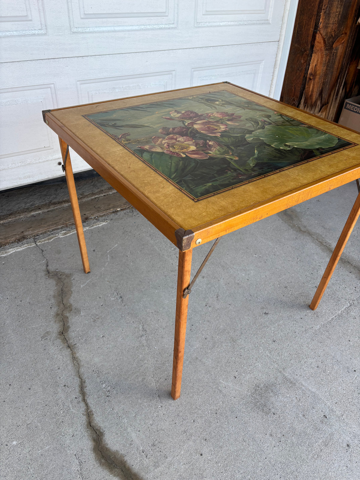 Folding Card Table with Floral Top