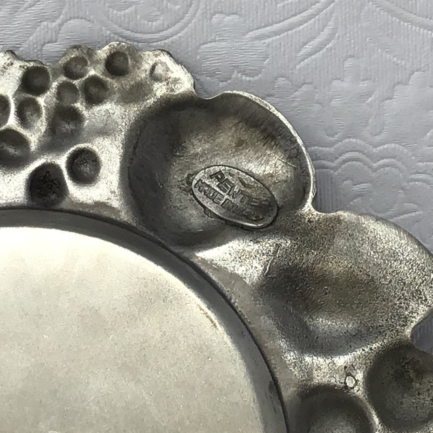 Antique ETAIN ZINN Pewter Fruit Goddess Jewelry Wine Coaster Tray