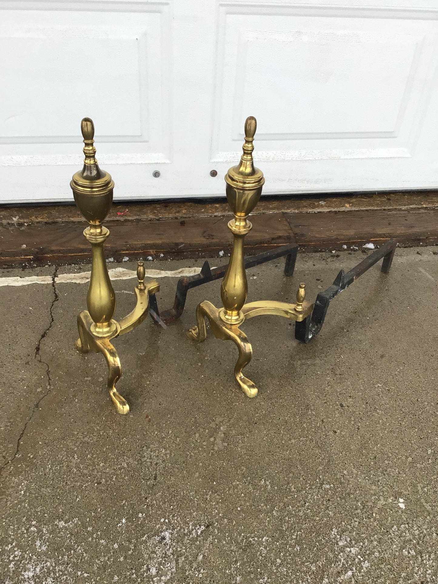 Antique Brass Fireplace Andirons