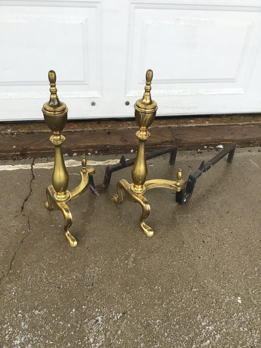 Antique Brass Fireplace Andirons