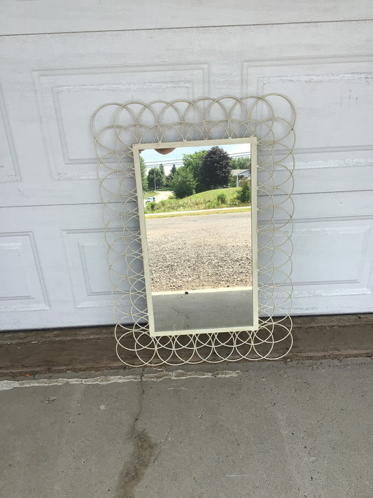 White Metal Loop Mirror