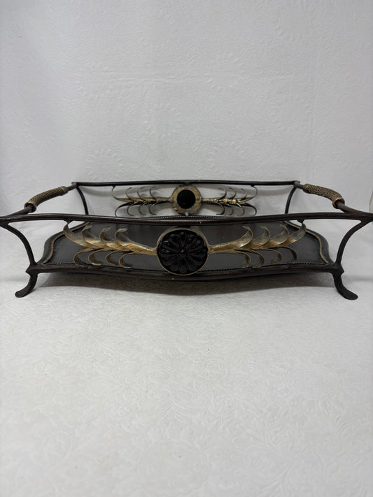 Black & Gold Metal Footed Tray