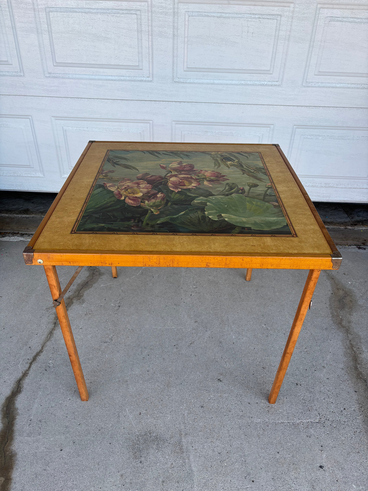 Folding Card Table with Floral Top