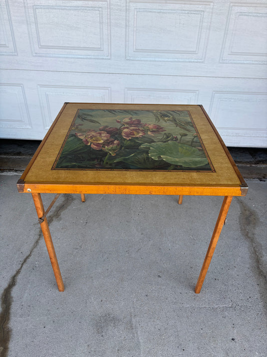 Folding Card Table with Floral Top