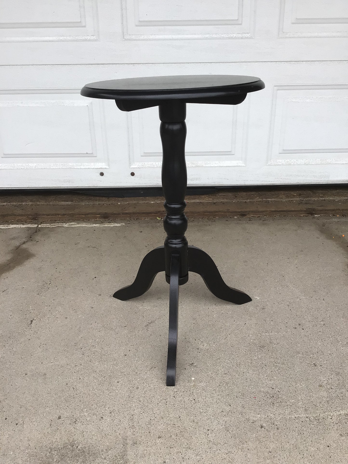 Round Black Painted Wooden Plant Table