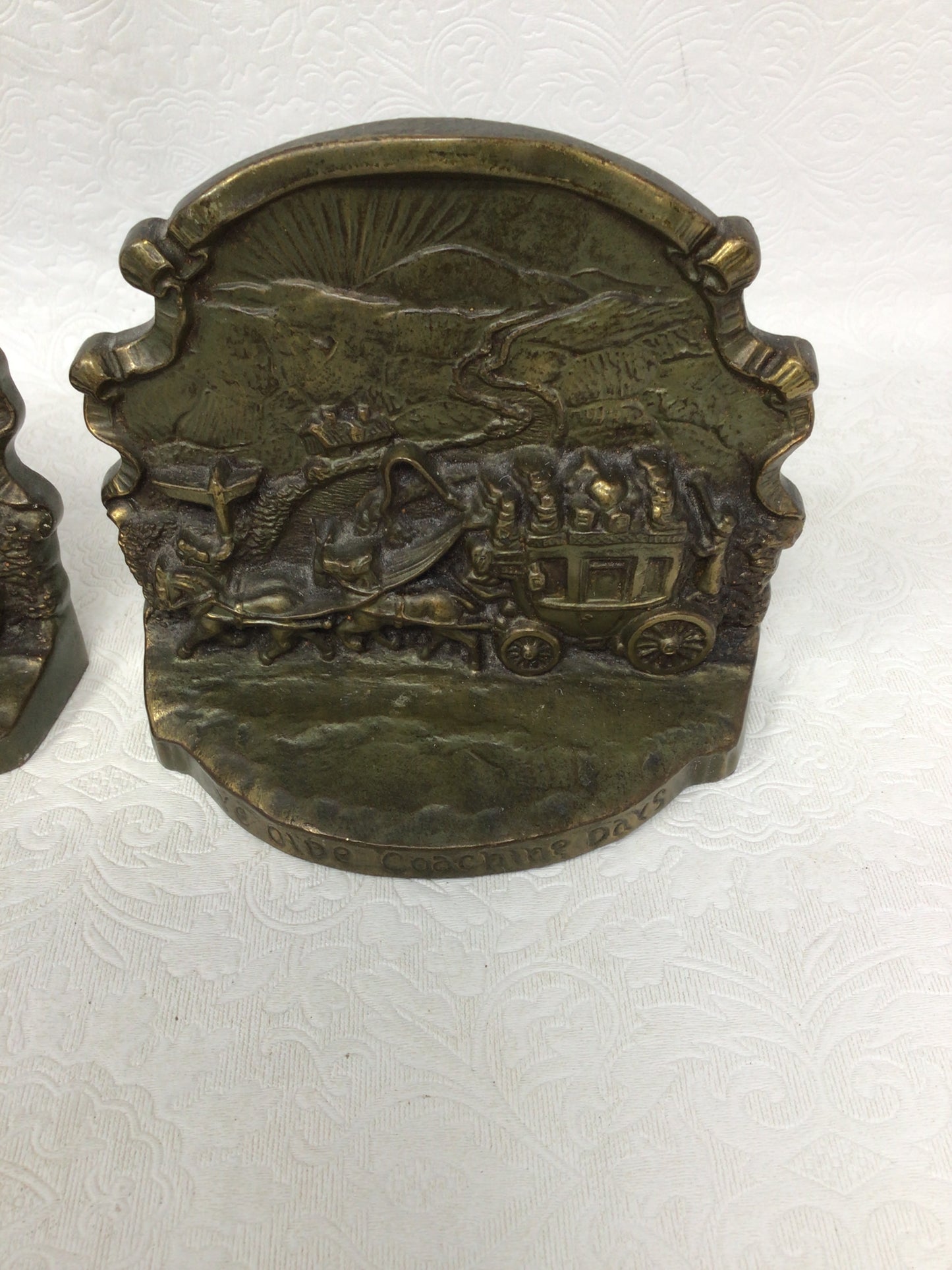 Brass Stagecoach Bookends