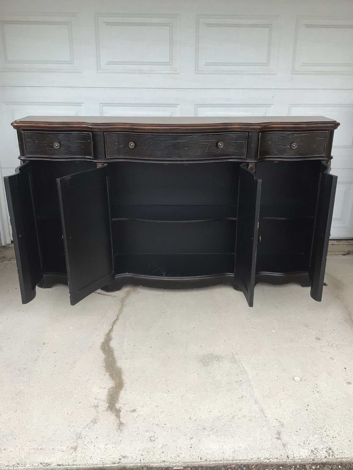 Dark Finished Serpentine Front Sideboard