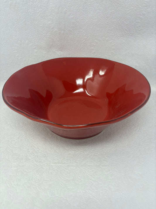 Large Red Salad Serving Bowl.