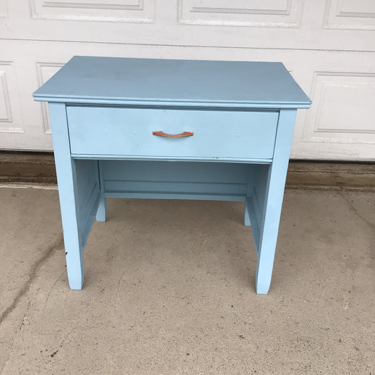 Blue Side Table with Drawer