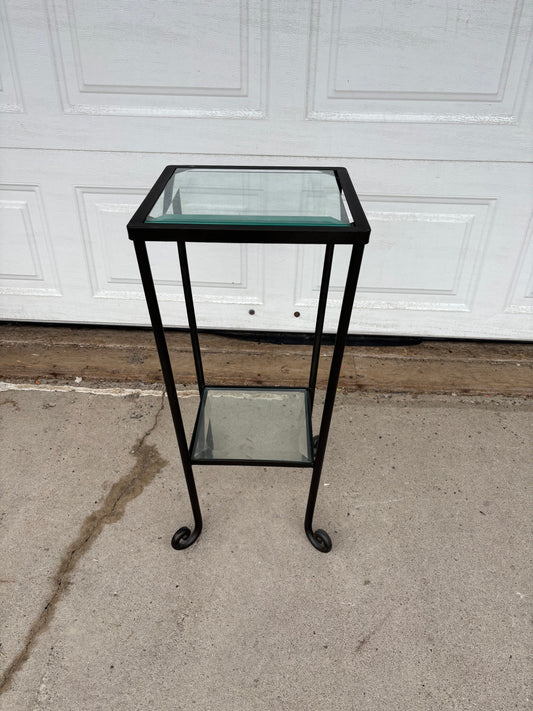 Metal & Glass 2-Tier Plant Stand