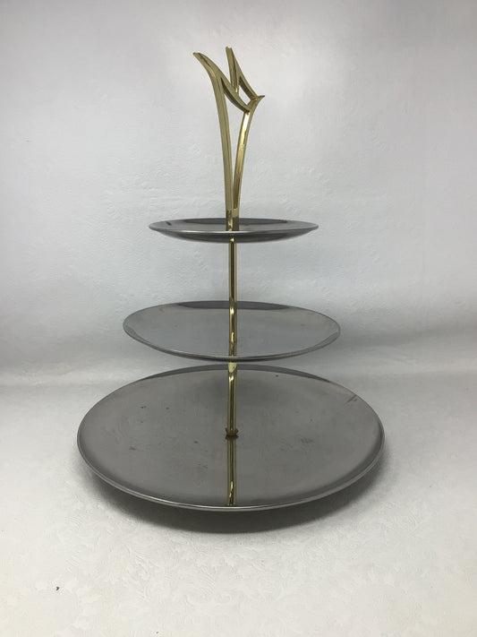 Three-tier Silver-coloured Tray