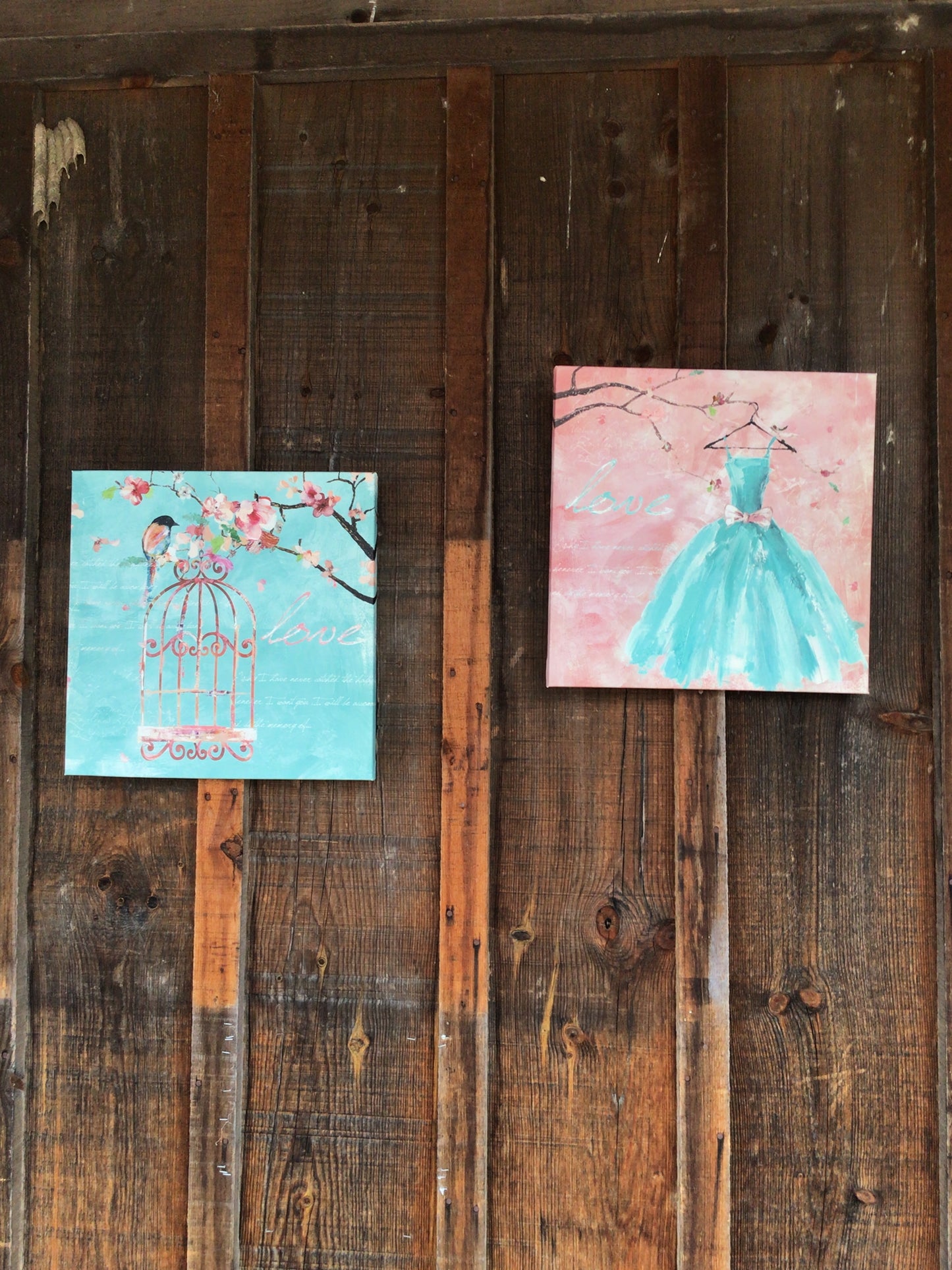 Set of 2 Blue and Pink Canvas Art Pieces from Bouclair