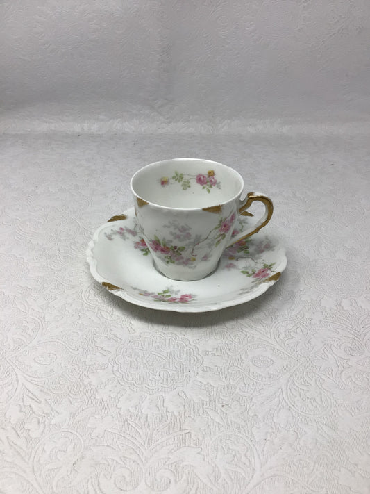Antique Limoges Demitasse Cup and Saucer Set