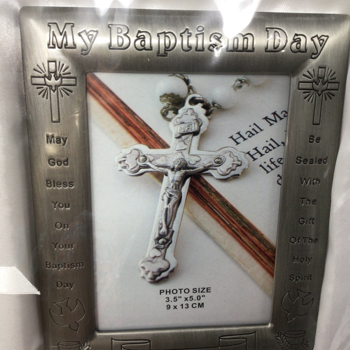 Brand New in the Box! Pewter Baptism Frame and Certificate Holder